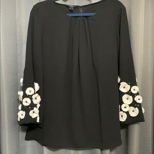 Alfani Black Pleated Blouse